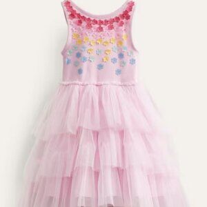 MINI BODEN Girls Jersey Tulle Flutter Dress Sweet Pea Pink Boden - Size 6-7